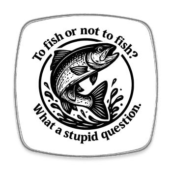 Fish Source Question Motive - Square fridge magnet - white - Front