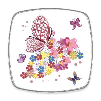 Papillons - Magnet carré - blanc - Devant