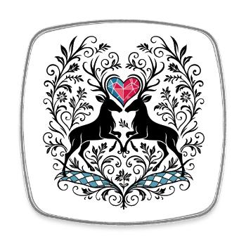 Hirsche Hirschherz Design - Alpenstilfür Volksfest - Square fridge magnet - white - Front