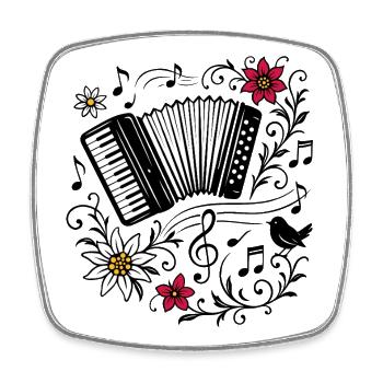 Accordion Design - Alpine Music & Blossom Magic - Square fridge magnet - white - Front