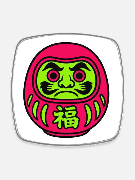 Daruma by FANMAN! - Viereckiger Kühlschrankmagnet - Weiß