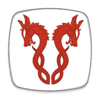 Red two-headed dragon - Square fridge magnet - white - Front
