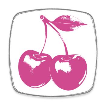 Retro Kirschen Motiv – Pink Rockabilly Look - Viereckiger Kühlschrankmagnet - Weiß - Vorne