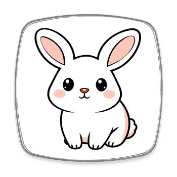 White Rabbit - Square fridge magnet - white - Front