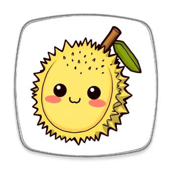 Fruit de durian Fruit puant - Magnet carré - blanc - Devant