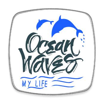 Ocean Dolphins - Square fridge magnet - white - Front