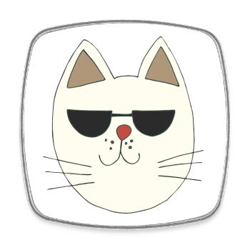 Cool cat with sunglasses illustration - Square fridge magnet - white - Front