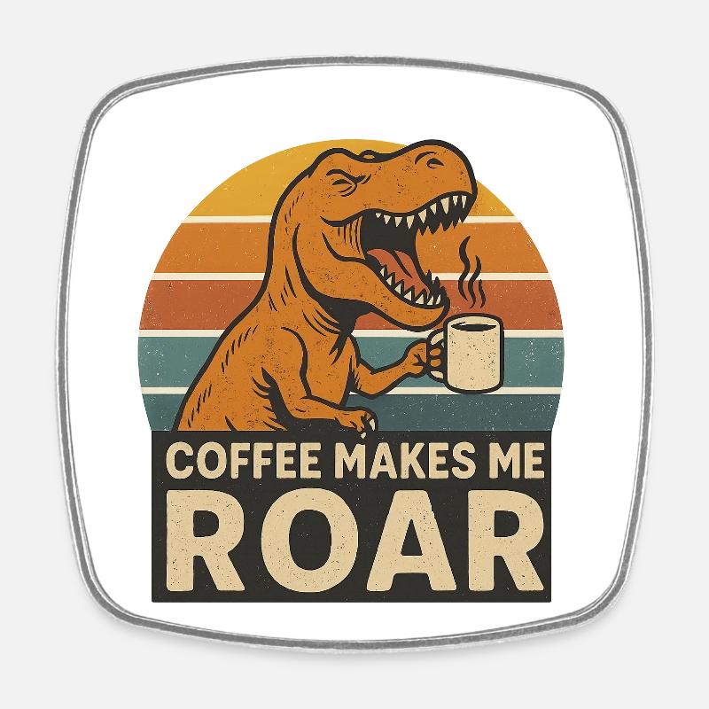 Dinosaure Café Roar Fun Design - Magnet carré - blanc