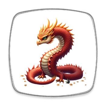 The golden serpent dragon. - Square fridge magnet - white - Front