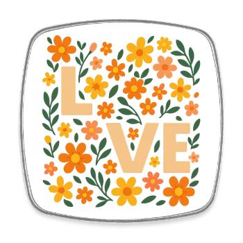 Love in Bloom – Florales Retro-Design - Viereckiger Kühlschrankmagnet - Weiß - Vorne