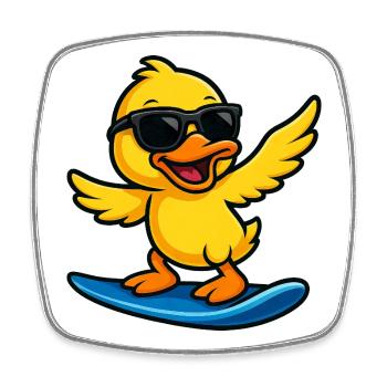 Coole Surfer Ente Kinder Strand Outfit Sommer - Viereckiger Kühlschrankmagnet - Weiß - Vorne