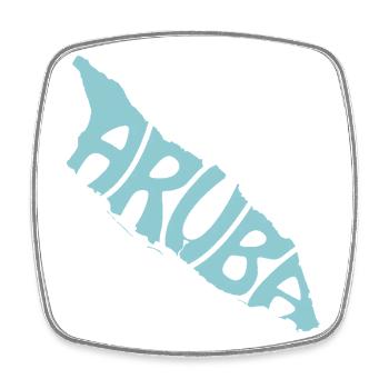 Retro-Karte von Aruba - Viereckiger Kühlschrankmagnet - Weiß - Vorne