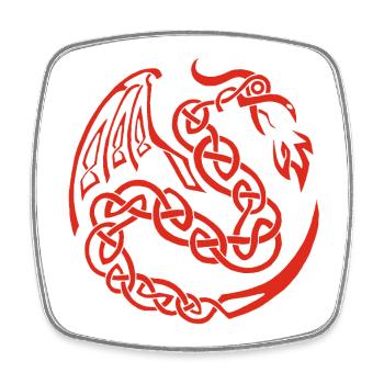 Dragon celte rouge - Magnet carré - blanc - Devant