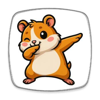 Dessin animé mignon cochon d’Inde hamster - Magnet carré - blanc - Devant