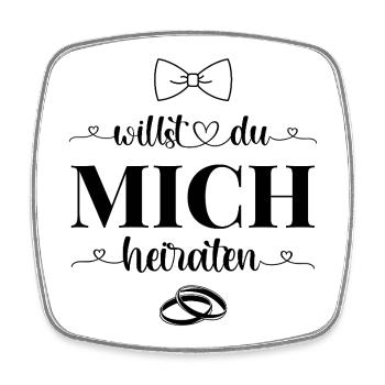 Willst Du mich heiraten - Viereckiger Kühlschrankmagnet - Weiß - Vorne