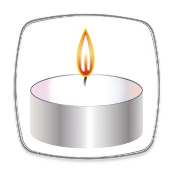 bougie chauffe-plat allumée symbole simple - Magnet carré - blanc - Devant