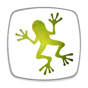 Grüne Frosch Silhouette in Tropen-Optik - Viereckiger Kühlschrankmagnet - Weiß - Vorne