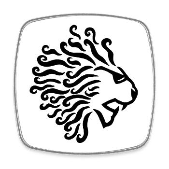 Lion noir et lunettes de soleil - Magnet carré - blanc - Devant