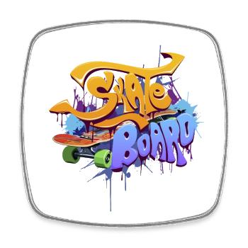 Graffiti Skate Board Design - Viereckiger Kühlschrankmagnet - Weiß - Vorne