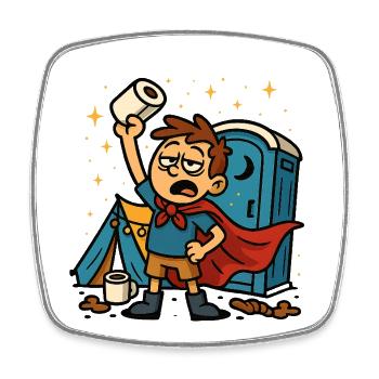 Papier toilette Festival Toilet Hero WC Lutte quotidienne - Magnet carré - blanc - Devant