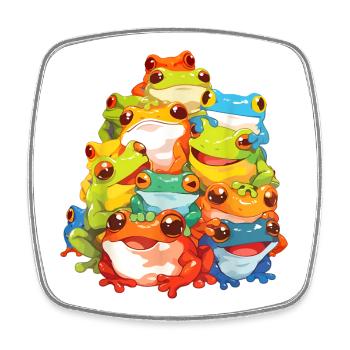 Colorful Frogs Ensemble Illustration - Square fridge magnet - white - Front
