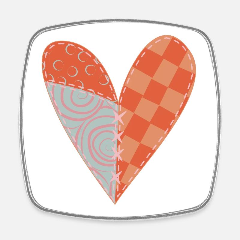 Patchwork Heart Nr 5 - Square fridge magnet - white
