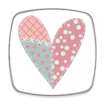 Patchwork Herz Nr. 6 - Viereckiger Kühlschrankmagnet - Weiß - Vorne