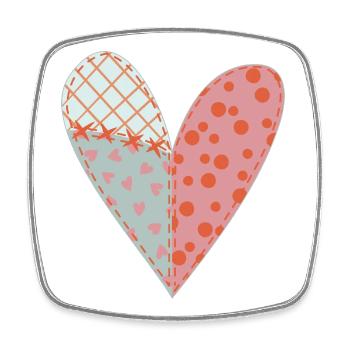 Patchwork Heart No11 - Square fridge magnet - white - Front