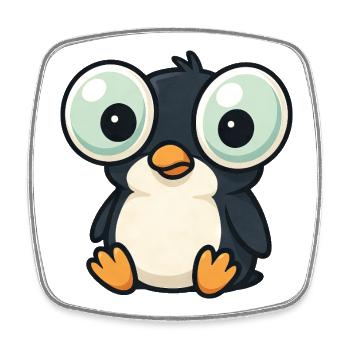 Süßer Pinguin Cartoon Große Augen Lustig Quirky - Viereckiger Kühlschrankmagnet - Weiß - Vorne