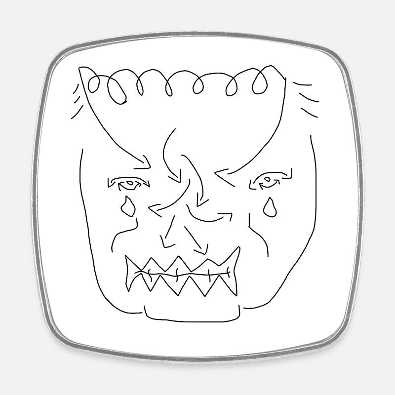 visage drôle - Magnet carré - blanc