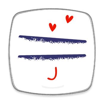 Letter J Breton bowls - Square fridge magnet - white - Front