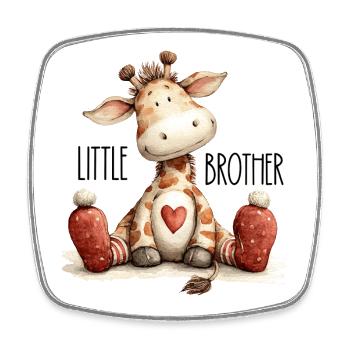 Petit frère girafe - Magnet carré - blanc - Devant