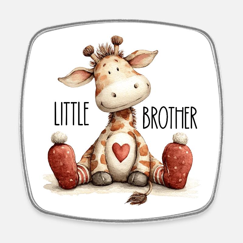 Kleiner Bruder Giraffe - Viereckiger Kühlschrankmagnet - Weiß