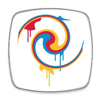 Bunte Farbspirale mit Graffiti-Stil - Viereckiger Kühlschrankmagnet - Weiß - Vorne
