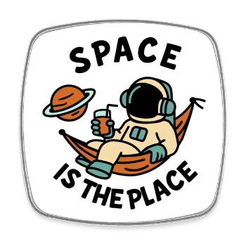 Explorer de l’espace astronaute design relaxant - Magnet carré - blanc - Devant