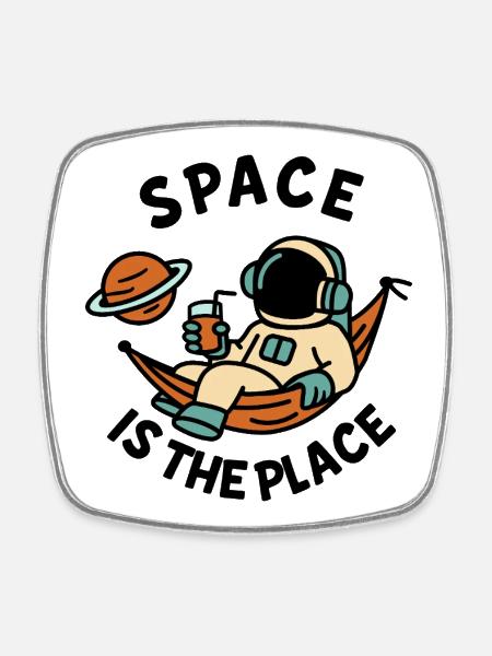 Space Explorer Astronaut Relaxing Design - Square fridge magnet - white