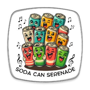 Cartoon Soda Cans With Faces Serenade - Square fridge magnet - white - Front