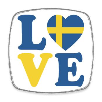 Noir et blanc Drapeau de la Suède en forme de coeur Design - Magnet carré - blanc - Devant