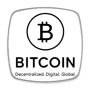 Bitcoin - decentralized, digital global - Square fridge magnet - white - Front