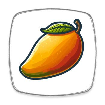 Bunte Mango mit grünem Blatt - Viereckiger Kühlschrankmagnet - Weiß - Vorne