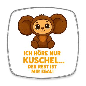 Cuddly bear with saying - Square fridge magnet - white - Front