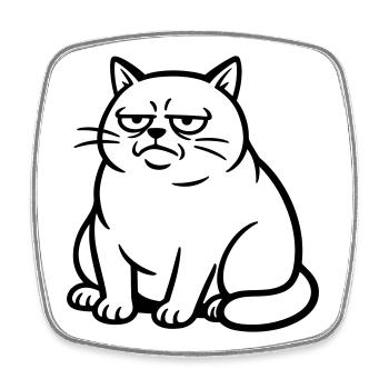 Bored cat - Square fridge magnet - white - Front