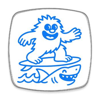 Surf Monster - Square fridge magnet - white - Front