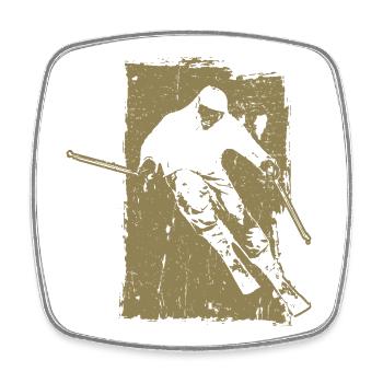 Skieur Sport d’hiver Grunge Design - Magnet carré - blanc - Devant