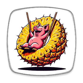 Ananas Swing Piggy - Magnet carré - blanc - Devant
