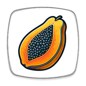 Halb Papaya Pop Art - Viereckiger Kühlschrankmagnet - Weiß - Vorne