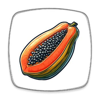 Bunte Sepia-Papaya-Illustration - Viereckiger Kühlschrankmagnet - Weiß - Vorne