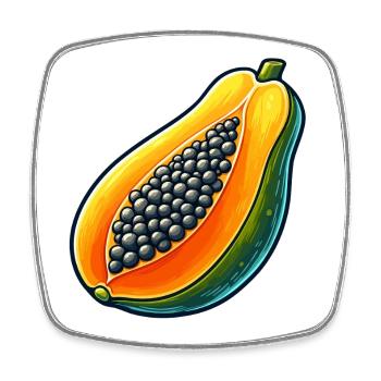 Lebendiges und farbenfrohes Papaya-Design - Viereckiger Kühlschrankmagnet - Weiß - Vorne