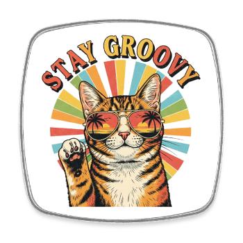 Stay groovy - Square fridge magnet - white - Front