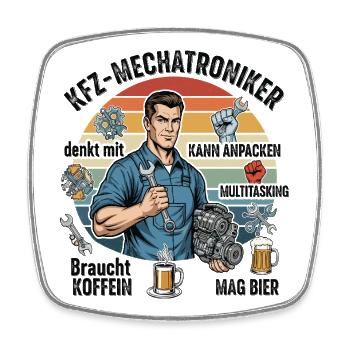 Der Kfz-Mechatroniker - Viereckiger Kühlschrankmagnet - Weiß - Vorne